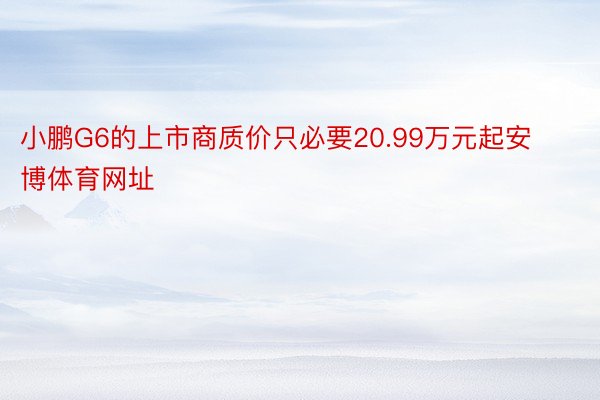 小鹏G6的上市商质价只必要20.99万元起安博体育网址